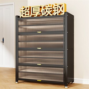 鞋柜钢制家用门口靠墙一体多层收纳柜室内入户大容量落地防尘鞋架