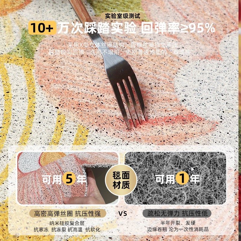 丝圈小花入户门地垫家用可裁剪玄关脚垫防水耐磨防滑进门口脚垫子,居家布艺,入户地垫,淘宝优惠券,粉丝福利购,淘宝优惠卷