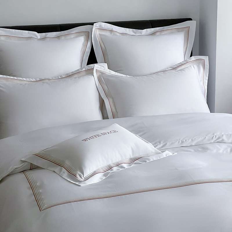 高端酒店四件套100支白色全棉十件套床品bed sheet set 床单被套