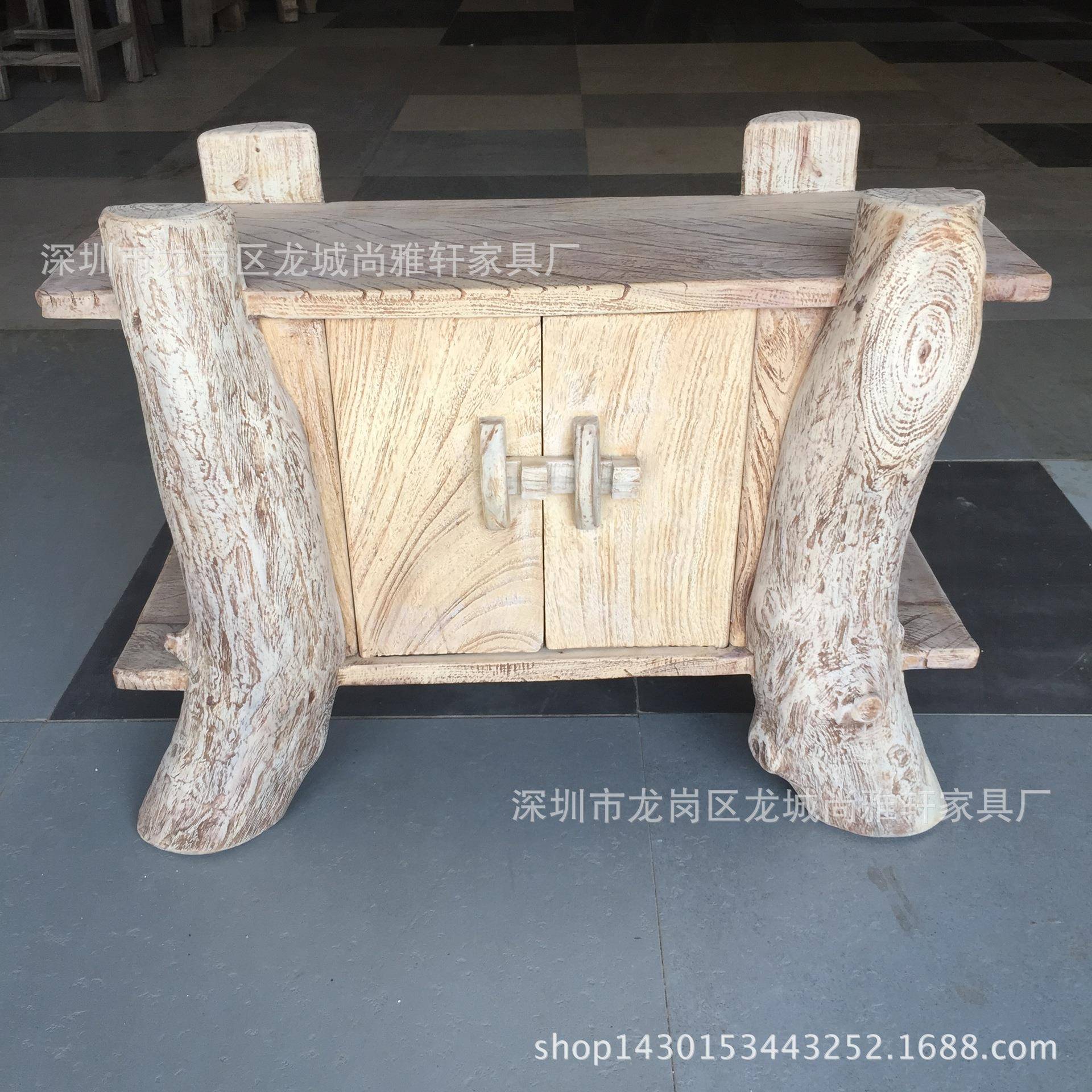 原生态家具实木餐边柜免漆做旧双门碗柜角柜原木小储物柜民宿装饰