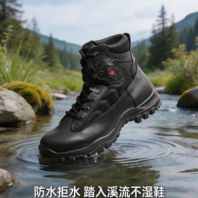 3515QR际华工装风男士中帮防水马丁靴户外登山碳板大底系带厚底靴