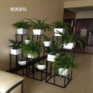 美式 客厅室内绿萝花架电视柜花架隔断 现代简约铁艺多层花架落地式