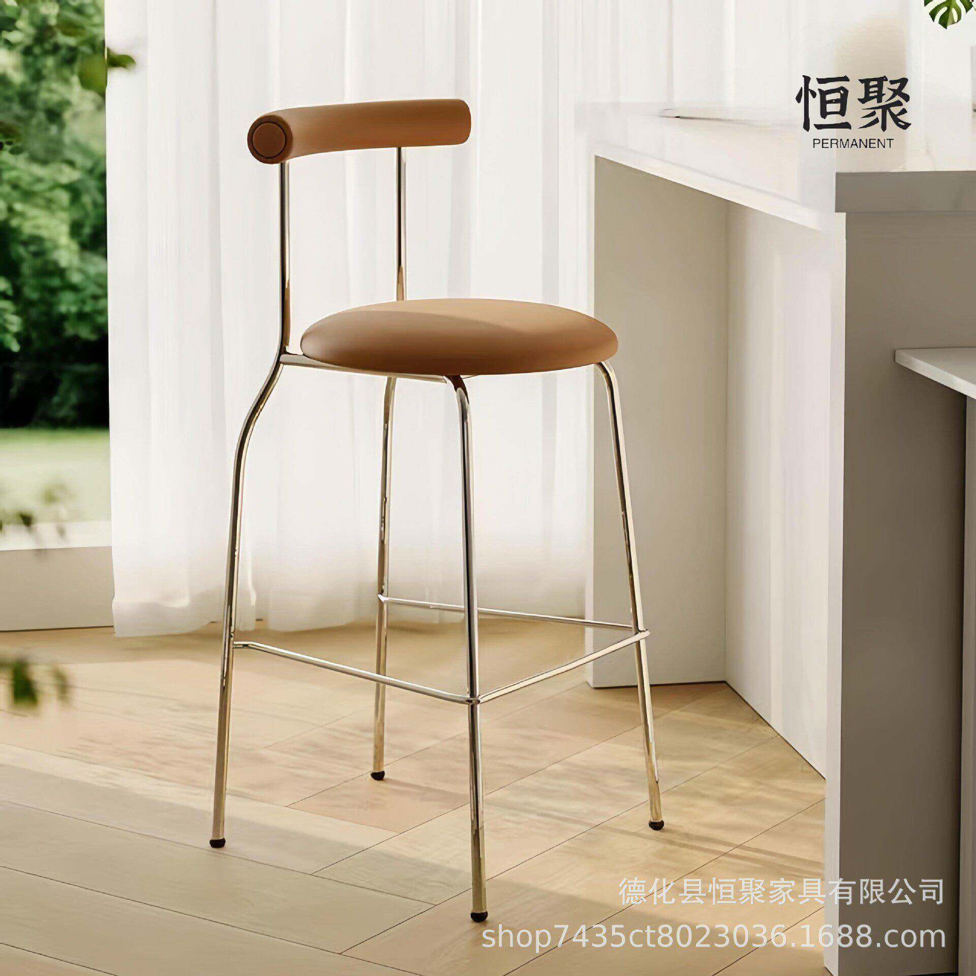 厂家餐厅咖啡店脚椅简约餐椅家用书椅子吧椅轻奢中古吧台椅