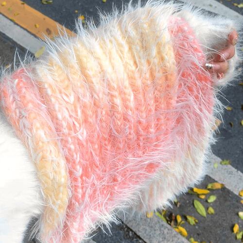彩虹围巾毛线手工diy编织材料送男女生朋友2025冬季流行奶泡机时