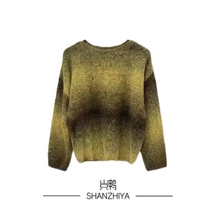 山只鸭/SZY  一字领毛衣女秋冬新款宽松短款显瘦套头针织衫上衣