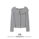 温柔风一字肩纽扣休闲设计感上衣春季 山只鸭 SZY