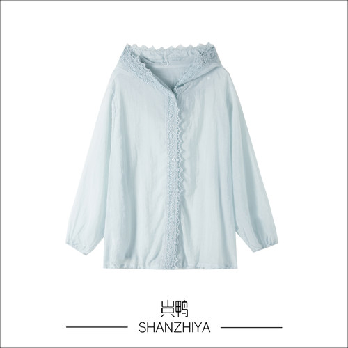 山只鸭/SZY 蕾丝花边拼接连帽外套女夏季