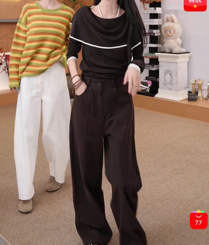 山只鸭/SZY 2026秋季新款韩版简约休闲百搭设计感宽松阔腿裤女
