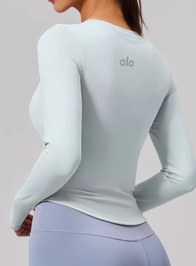 ALOUSAYOGA带胸垫运动瑜伽服长袖裸感紧身显瘦跑步普拉提健身T恤