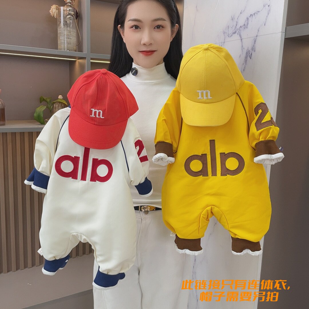 春秋ad插肩连体哈衣男女宝宝运动风时尚样衣爬服婴幼儿Polo连体衣
