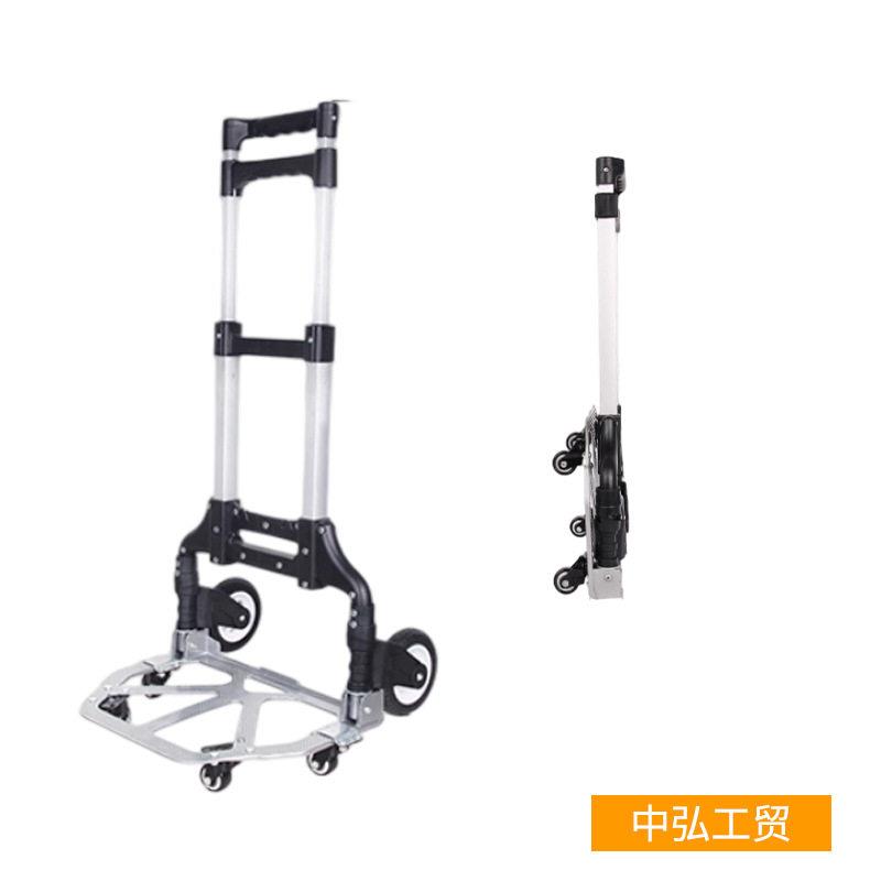 拉杆车手拉车叠便捷行李小拖车家用搬拉推车购物买菜车拉货铝合金