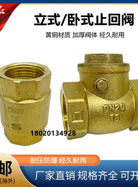 苏明4分6分1寸卧式黄铜止回阀DN15水管水泵单向阀止逆阀止水阀门