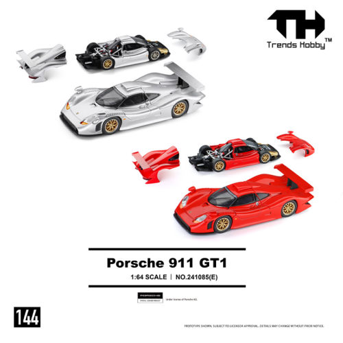 预售TH 1:64保时捷Porsche 911 GT1合金跑车模型收藏静态车模摆件