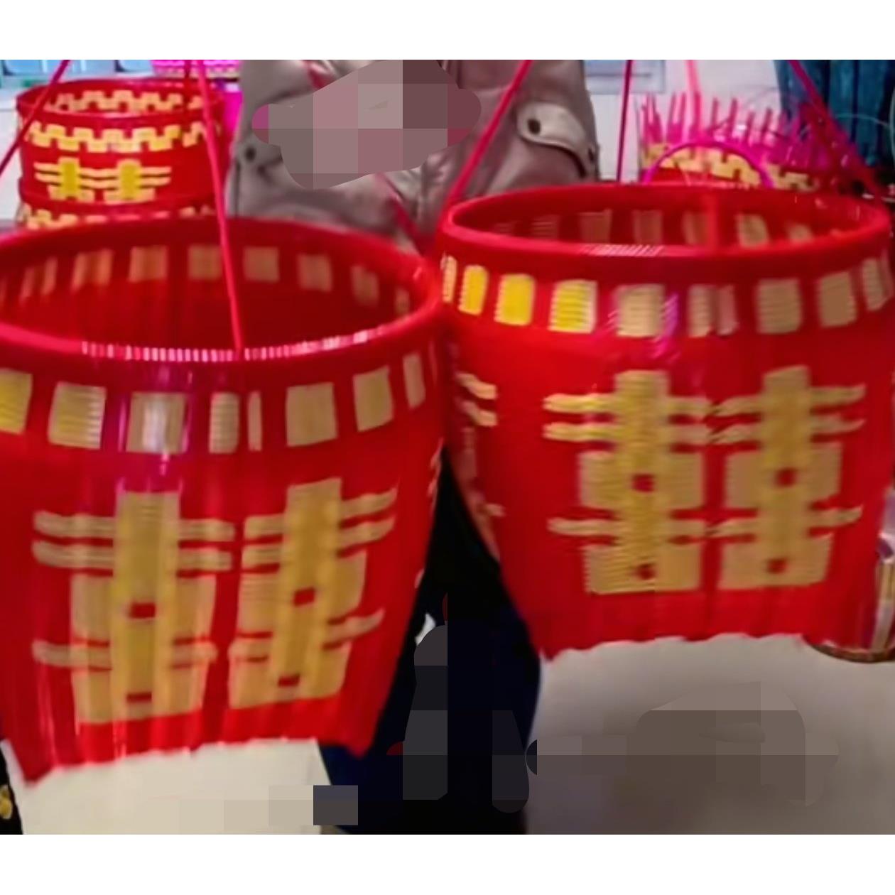 纯手工编织篮子购物仿藤条pet提菜篮传统水果篮野餐篮收纳筐箩筐
