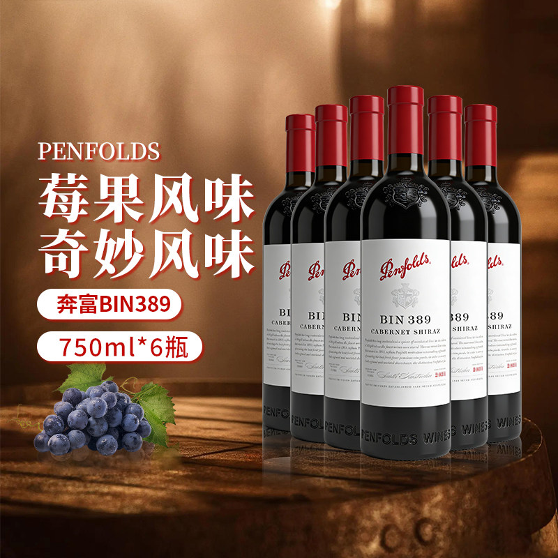 Penfolds奔富BIN389设拉子赤霞珠干红葡萄酒六瓶澳洲原瓶进口红酒