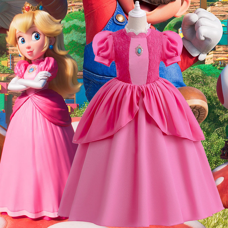 新款cosplay碧姬公主裙女童爱洛六一儿童演出礼服泡泡袖蓬蓬纱裙 - 实物图