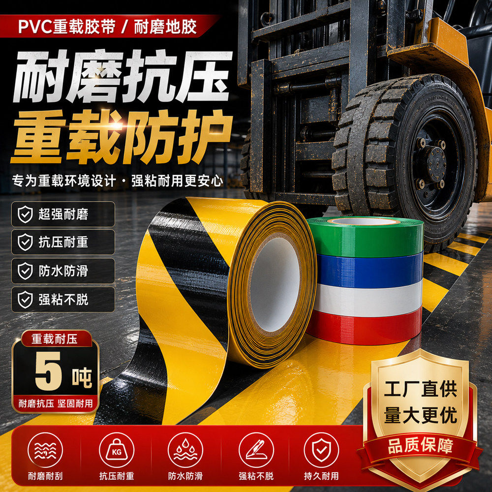纳米PVC复合橡塑耐磨划线胶带 6S划线纳米地胶耐磨耐刮防叉车碾压