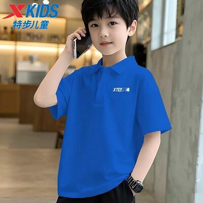 特步童装女童polo衫儿童短袖速干立领男宝宝新款流行衣服官方正品