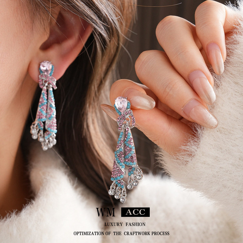 中古vintage镶钻耳环银针打结椭圆形流苏耳钉轻奢高级感复古耳饰,饰品/流行首饰/时尚饰品新,银饰耳饰,淘宝优惠券,粉丝福利购,淘宝优惠卷