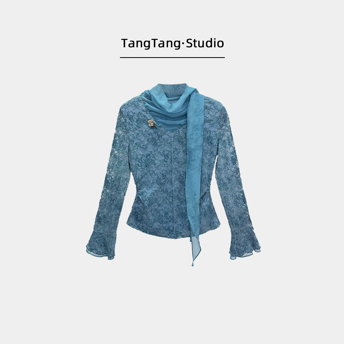 【TangTang·Studio】蔚蓝轻纱上衣高级气质百搭女装-135106