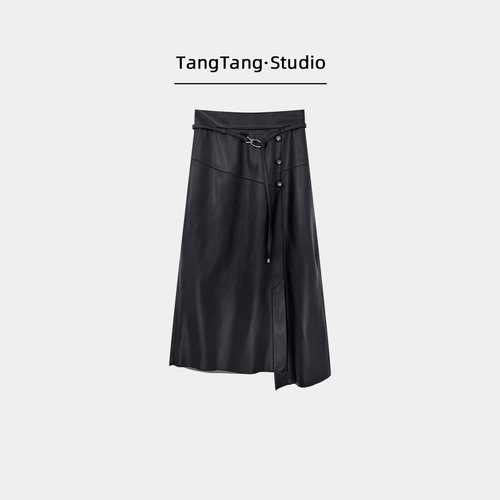 【TangTang·Studio】皮半裙休闲百搭女装中腰半身裙-128553
