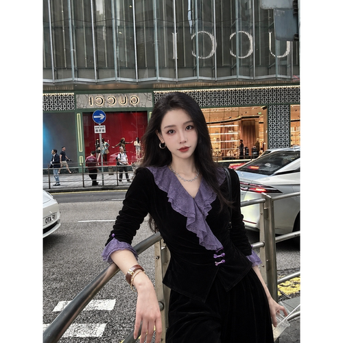 【TangTang·Studio】荷叶边紫曼外套高级气质百搭女装-132583