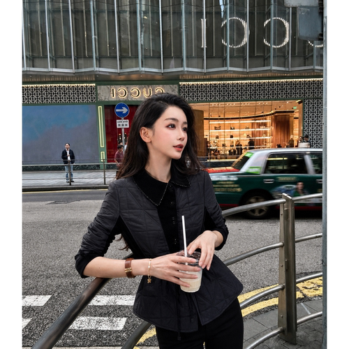【TangTang·Studio】行绣拼接丝绒翻领抽绳收腰花苞外套-115312