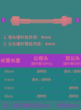 连接管转接头针筒针头延长线一边针头一边接针筒引流管实验延长管