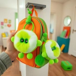 【可爱网球】仿兔毛网球汽车钥匙扣书包|网球包|双肩包|包包挂件