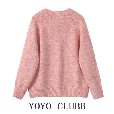 YOYO CLB设计感卡外通刺绣毛衣开衫套女秋季慵U懒B风软糯针SP织上