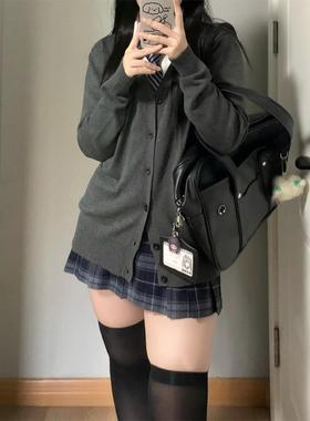 火星jk毛外套开衫秋冬系日学院风衣RXA校供灰感制服深长袖针织上