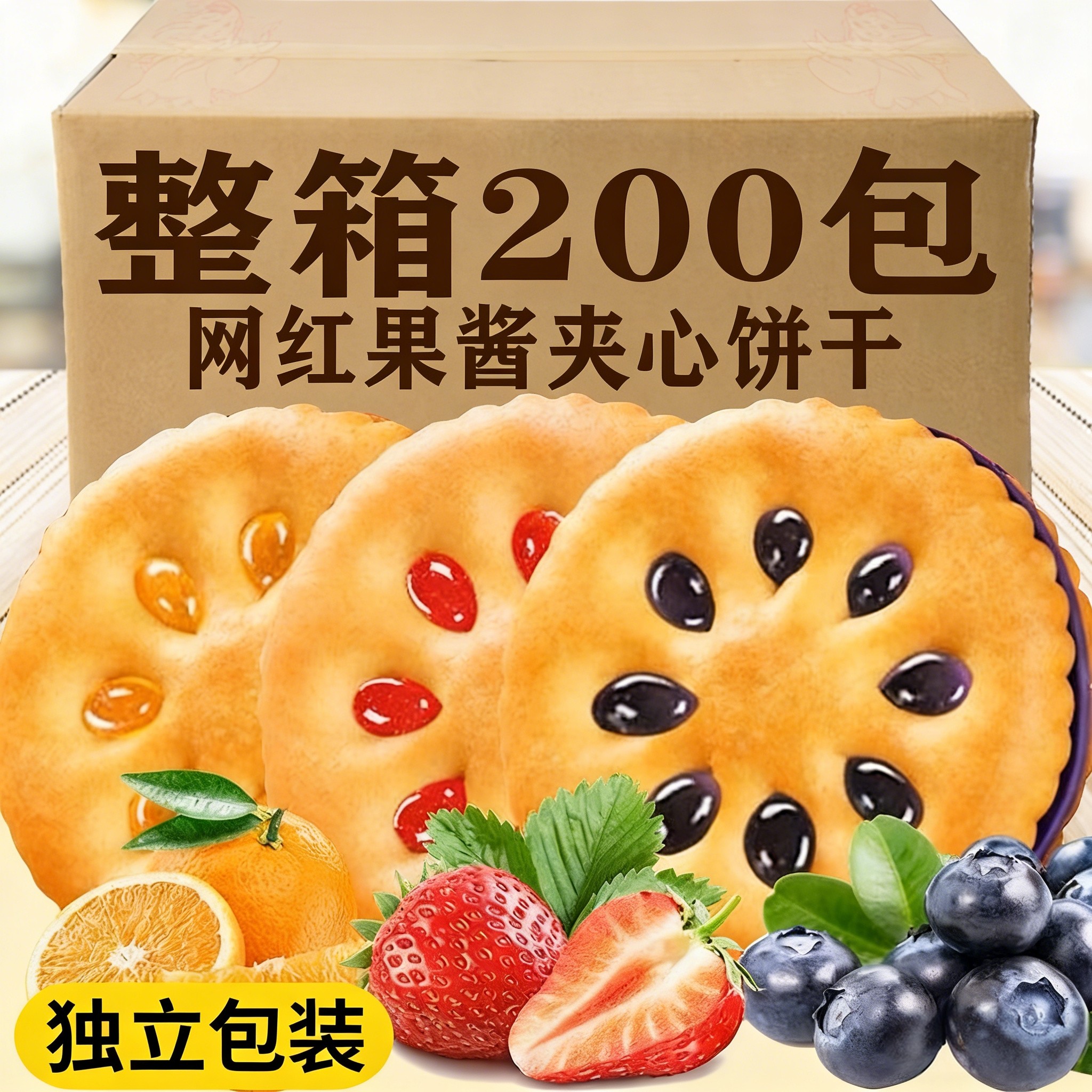 果酱夹心饼干独立包装多口味解馋小零食小吃休闲食品整箱散装年货