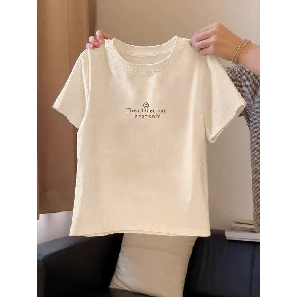 韩系正肩短袖t恤女春夏新款纯棉显瘦内搭设计感小众短款高腰上衣