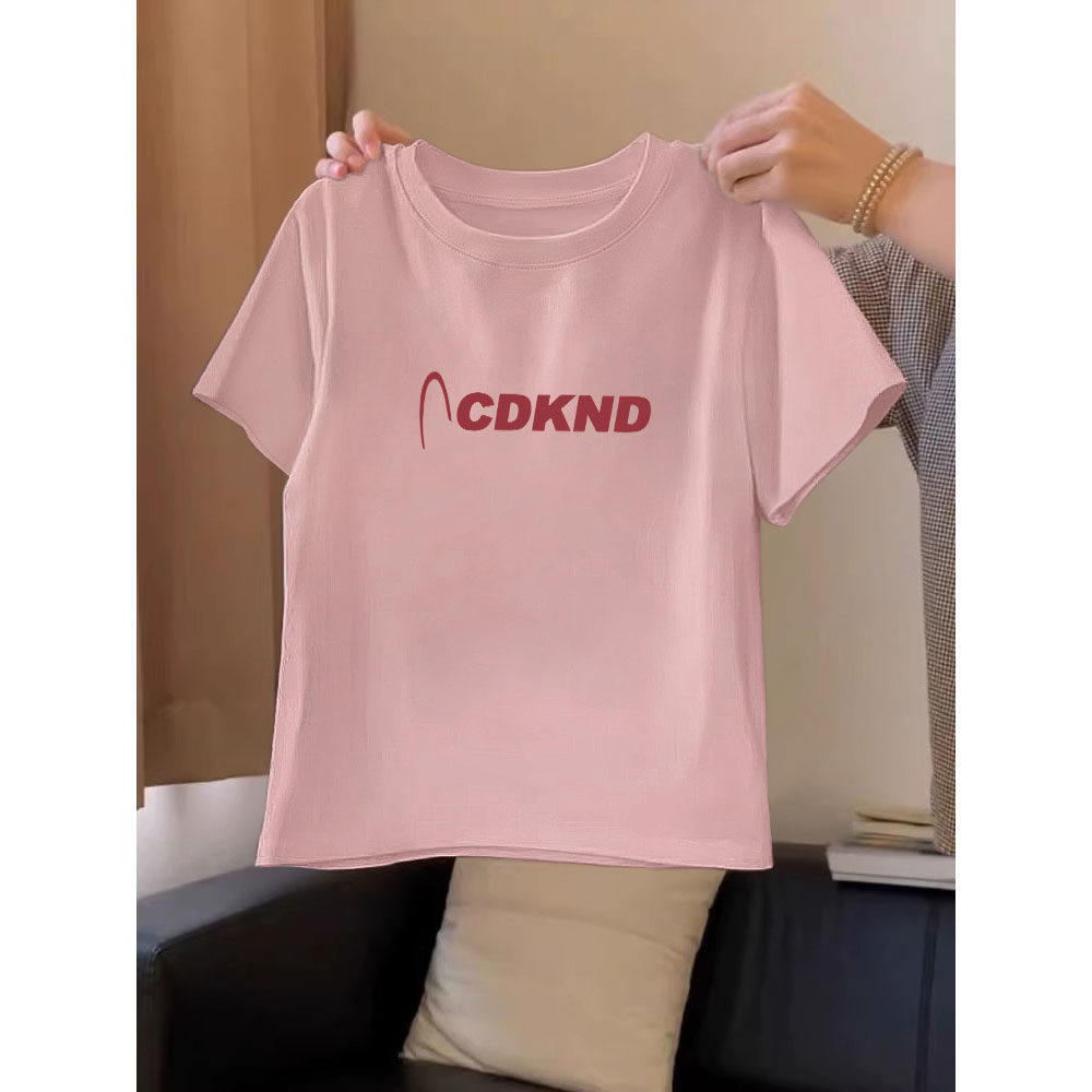 粉色正肩短袖t恤女春夏新款设计感小众显瘦短款洋气半袖修身上衣