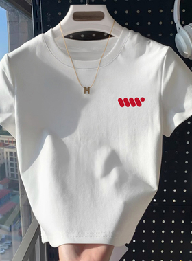 白色短款t恤女短袖纯棉2026新款夏小个子半袖设计感百搭正肩上衣
