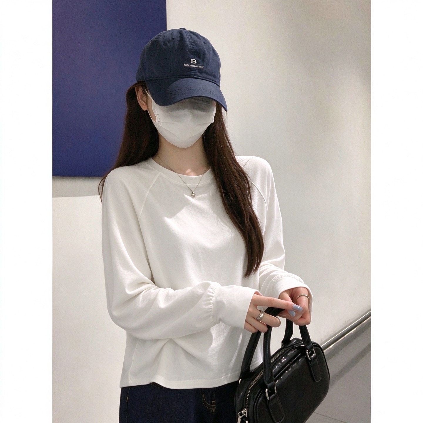 2026秋冬新款纯棉长袖T恤女短款圆领宽松韩版通勤内搭外穿打底衫
