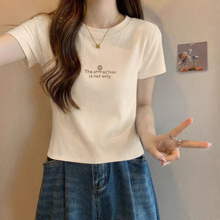 美式辣妹短款小上衣女2026新款夏日多巴胺穿搭高腰显瘦短袖T恤