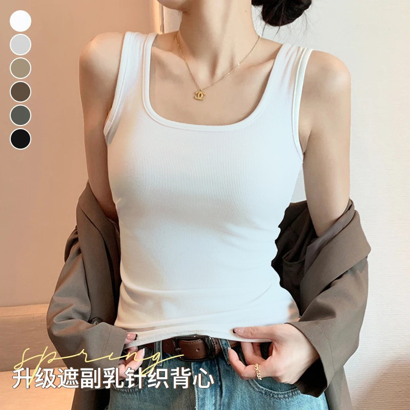 棉吊带背心女春夏季薄款内搭不带胸垫遮副乳修身外穿打底无袖上衣