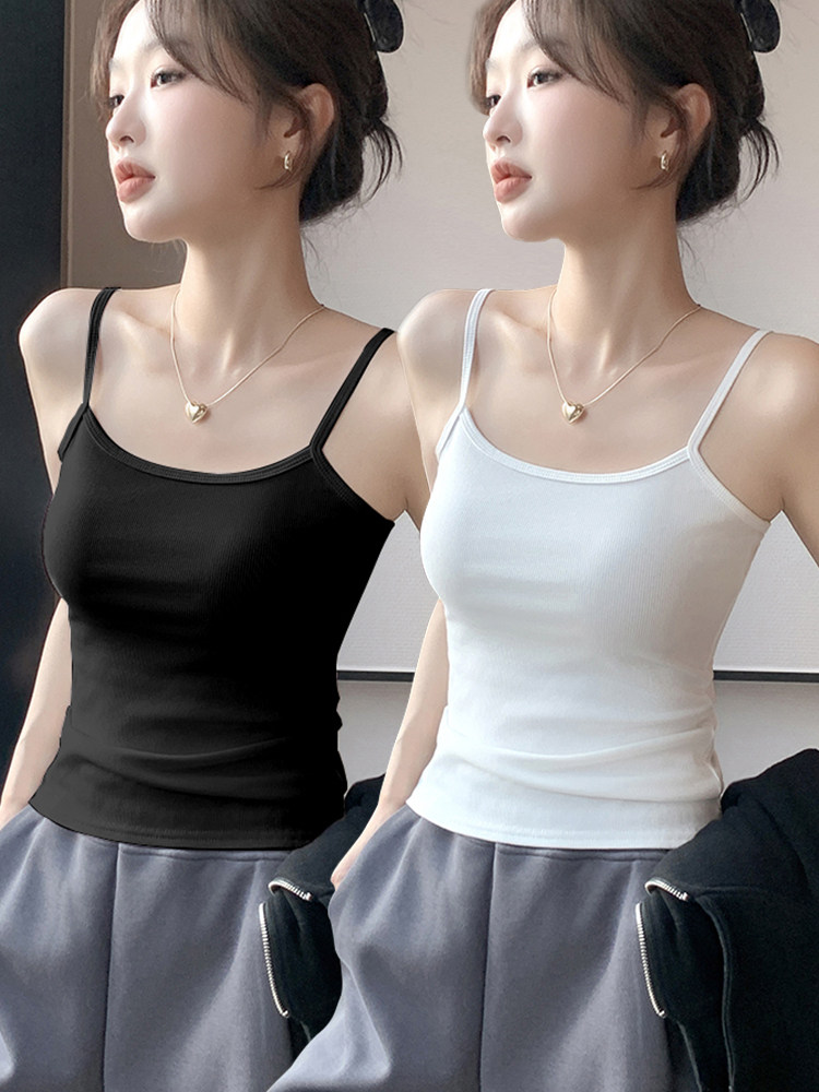 白色纯棉打底吊带小背心女内搭2026新款春夏外穿遮副乳上衣无胸垫