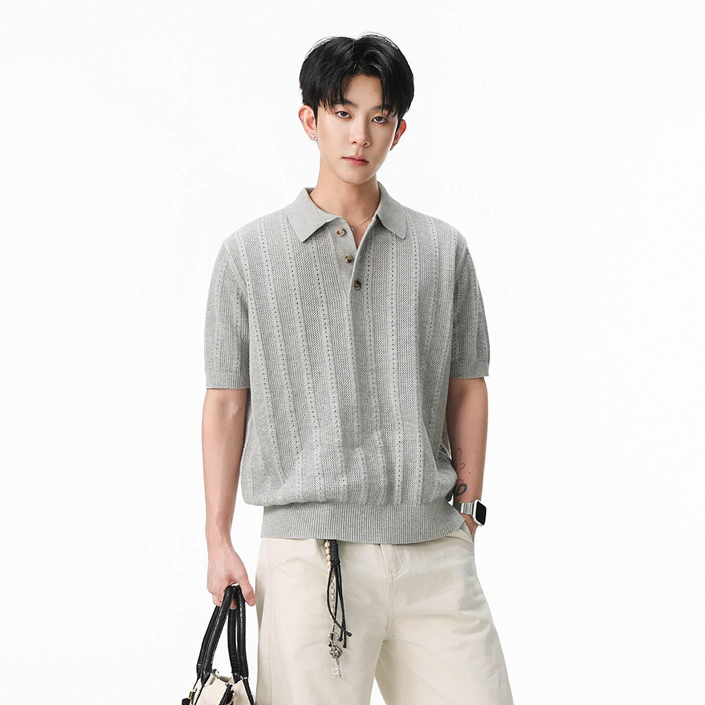 柏川美式复古松透气短袖polo衫