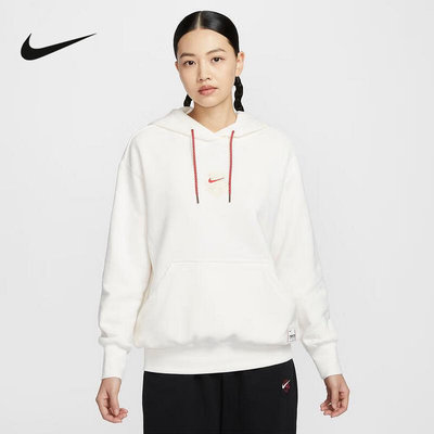 Nike耐克女子上衣春秋季白色卫衣休闲时尚连帽套头衫HV8461-133