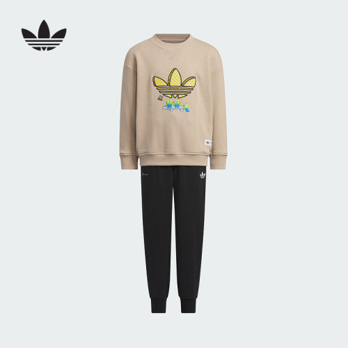 adidas阿迪达斯三叶草小童CREW SET运动休闲长袖长裤套装KF7345