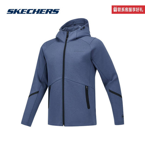 Skechers斯凯奇春季男款休闲运动连帽梭织外套 P125M024/0479