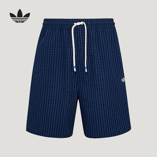adidas阿迪达斯男南法假日度假风泡泡纱条纹短裤梭织短裤 KX0697