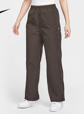 NIKE耐克女子梭织透气运动裤休闲训练直筒宽松阔腿长裤FV7656-220