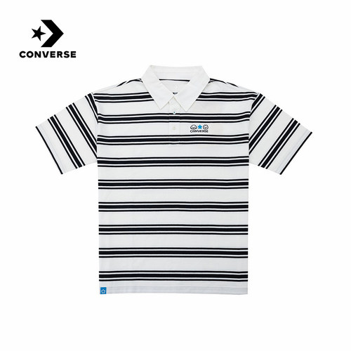 Converse匡威26夏男女同款运动休闲短袖条纹翻领T恤衫 UCK178-023