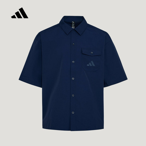adidas阿迪达斯卡通印花宽松休闲短袖衬衫2026夏中性上衣 KR5075