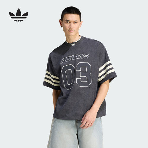 adidas阿迪达斯三叶草球衣风运动短袖圆领T恤2026夏男上衣 KU9192