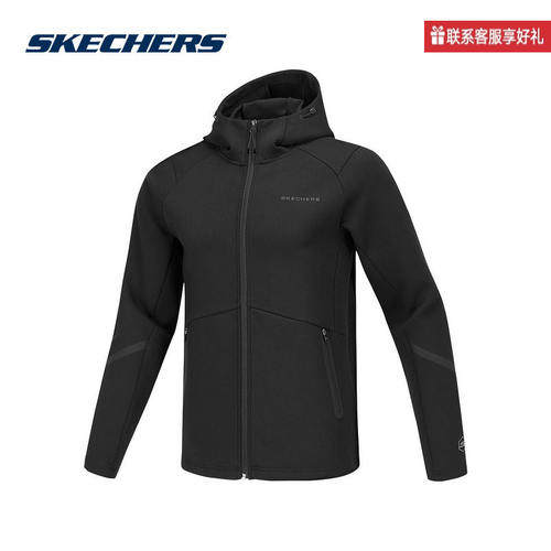 Skechers斯凯奇春季男款运动休闲连帽梭织外套 P125M024/0018