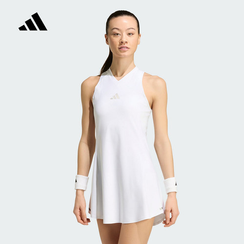 adidas阿迪达斯女英国网球大满贯速干露肩修身运动连衣裙 KH1116
